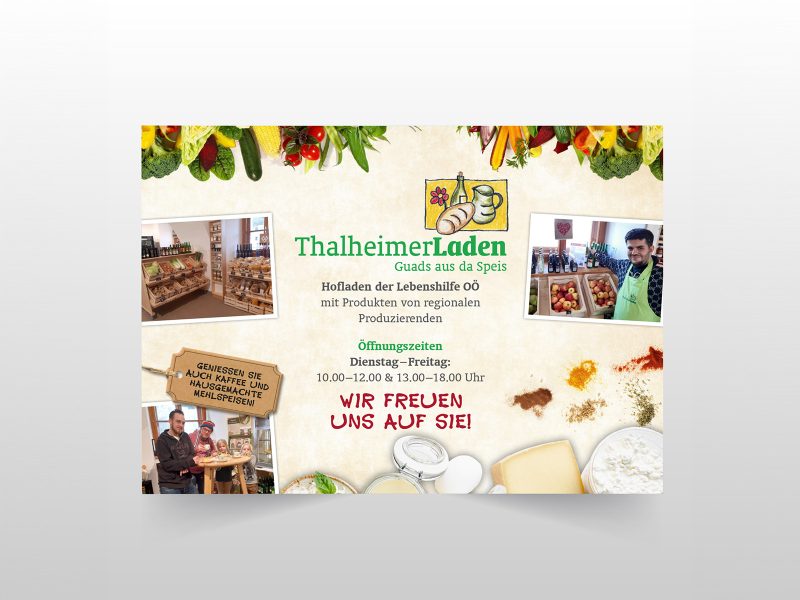 Flyer "Thalheimer Laden", Lebenshilfe Oberösterreich